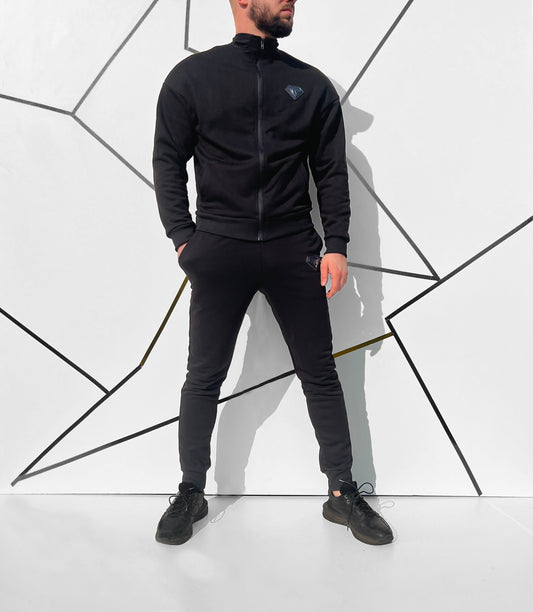 Vyriškas juodos spalvos medvilninis laisvalaikio kostiumas 'Donveldo'