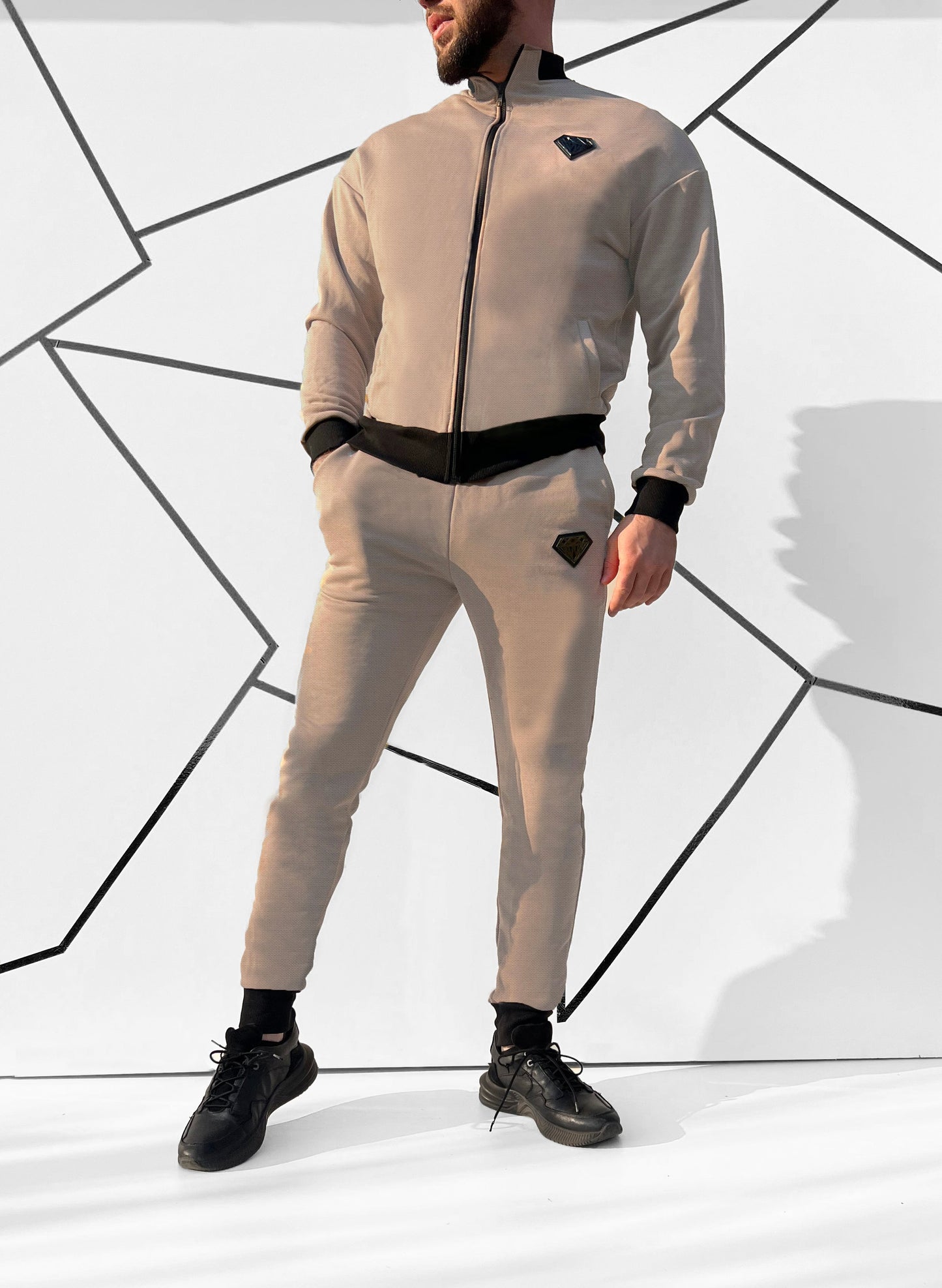 Vyriškas kreminės spalvos medvilninis laisvalaikio kostiumas 'Donveldo'