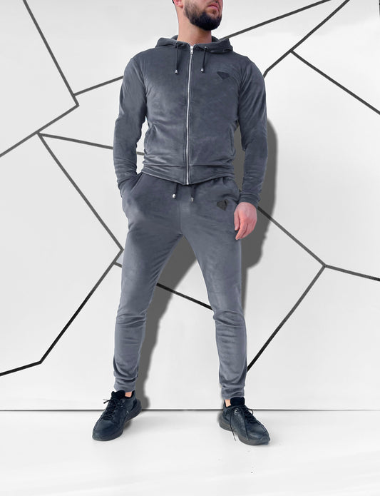 Vyriškas grafito spalvos veliūrinis treningas 'Dontervio'