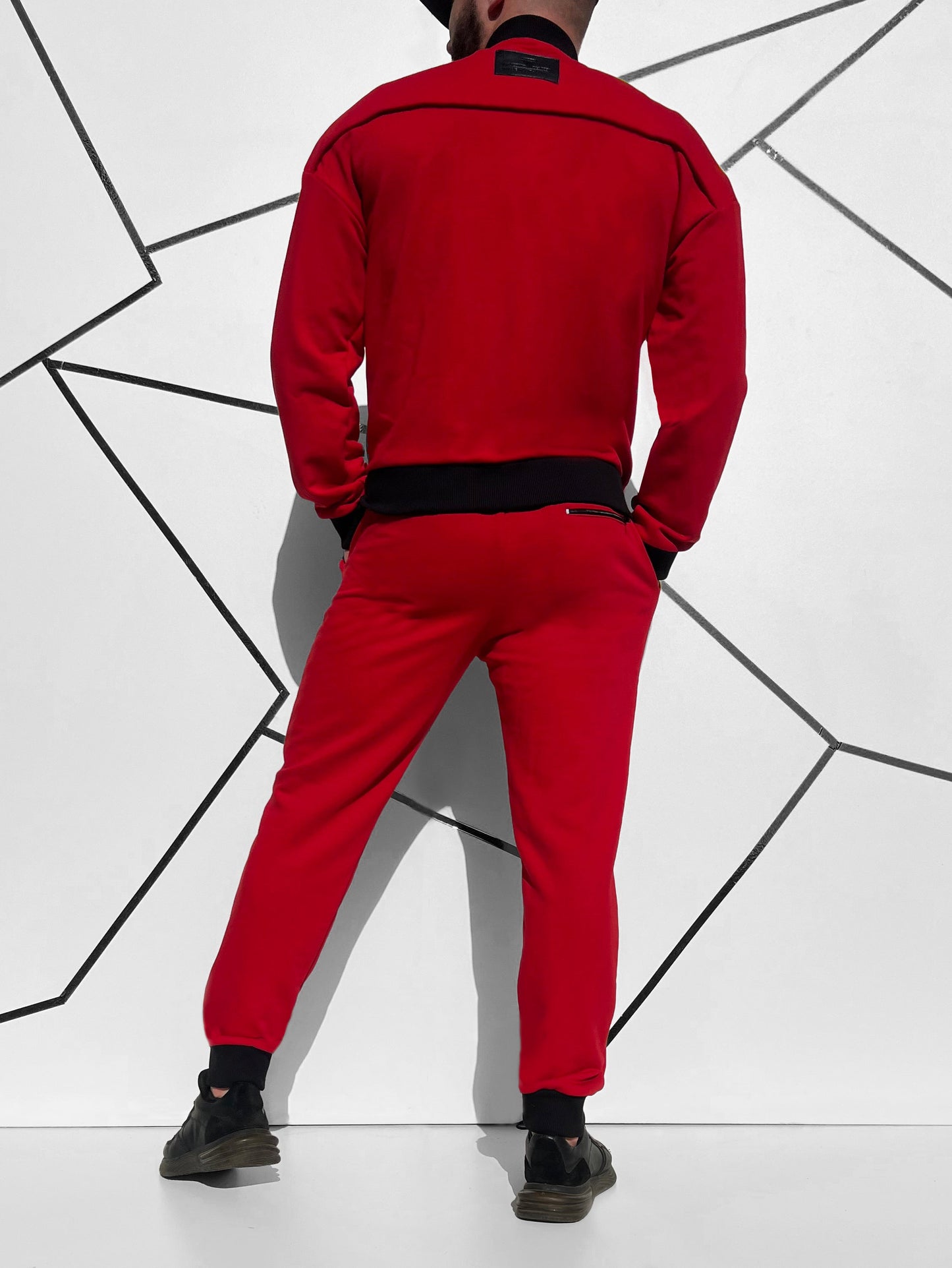 Vyriškas raudonos spalvos medvilninis laisvalaikio kostiumas 'Donveldo'