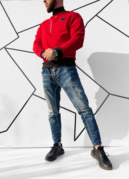 Vyriškas raudonos spalvos medvilninis džemperis 'Dverso'