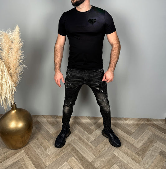 Vyriški juodos spalvos medvilniniai marškinėliai 'Danode'