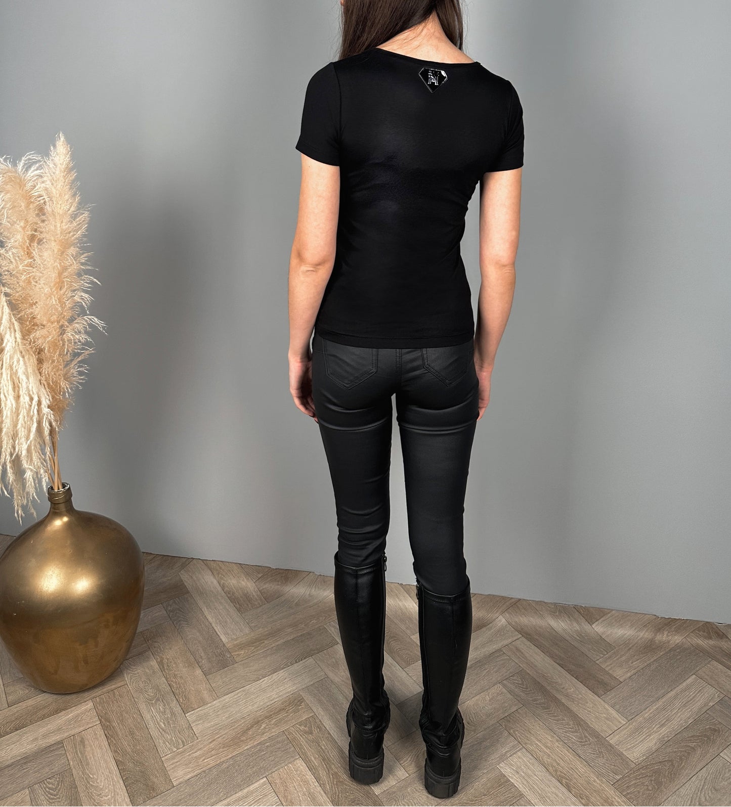 Moterški juodos spalvos medvilniniai marškinėliai 'Danode'