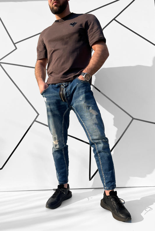 Rudi vyriški oversize marškinėliai – Majestic Temper dizainas