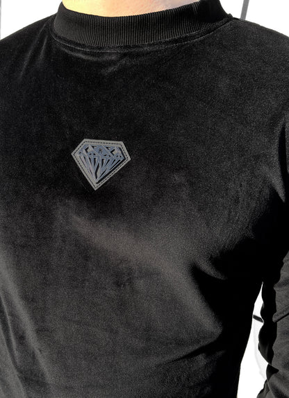 Juodas veliūrinis vyriškas laisvalaikio kostiumas 'Bodveto'