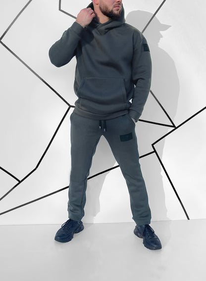 Grafito spalvos medvilninis Oversize laisvalaikio kostiumas 'Sovarre'