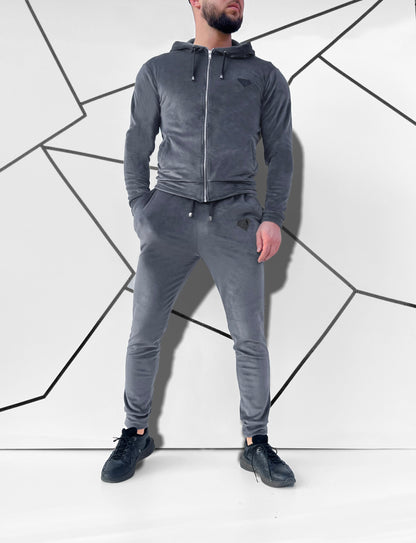 Vyriškas grafito spalvos veliūrinis treningas 'Dontervio'