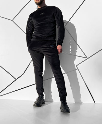 Juodas veliūrinis vyriškas laisvalaikio kostiumas 'Bodveto'