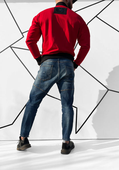 Vyriškas raudonos spalvos medvilninis džemperis 'Dverso'