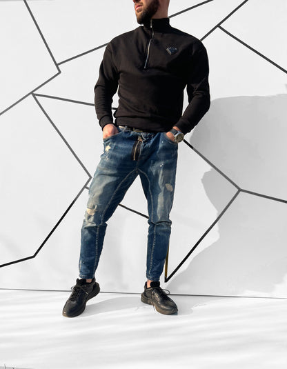 Vyriškas juodas medvilninis džemperis 'Dverso'