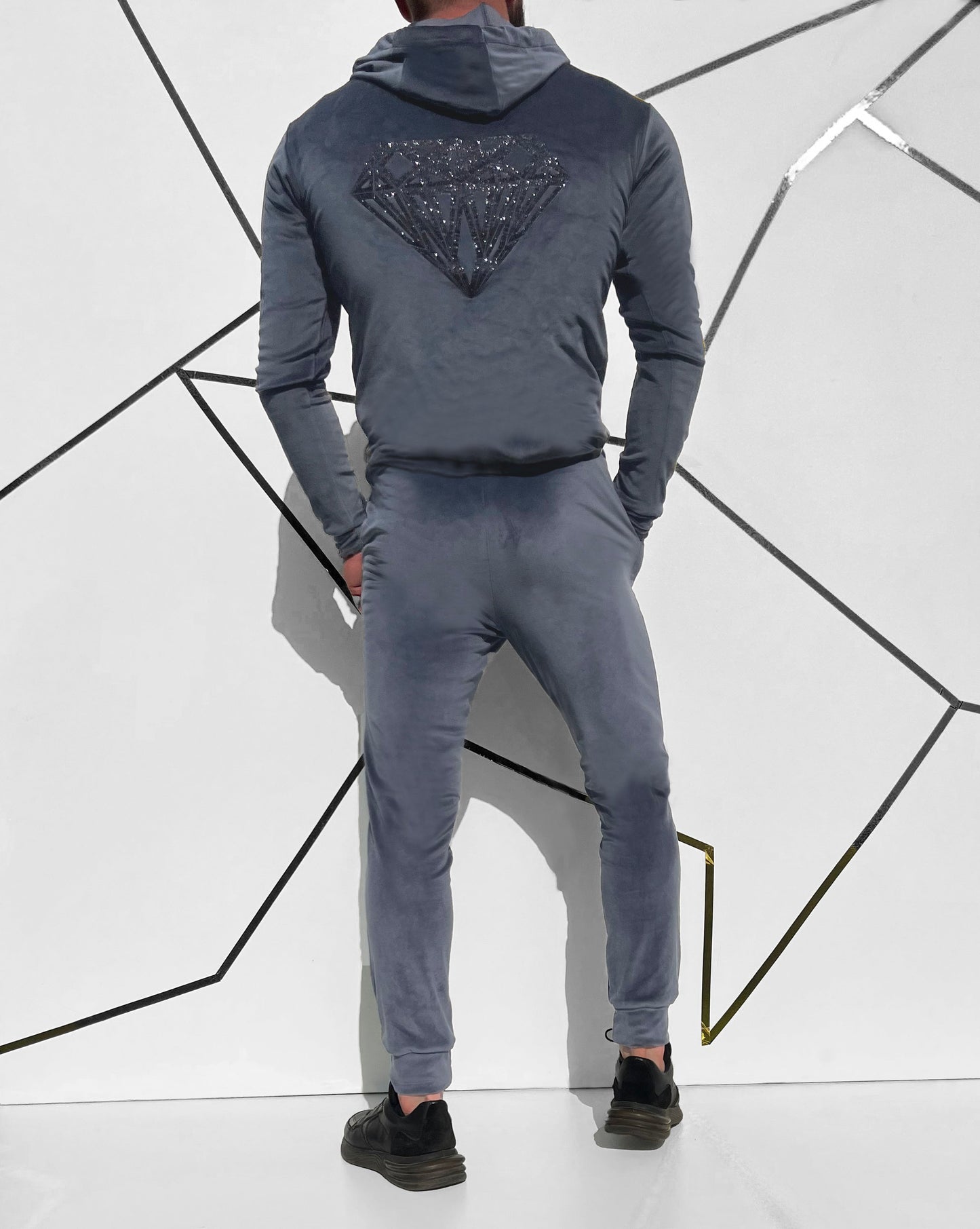 Vyriškas grafito spalvos veliūrinis treningas 'Dontervio'