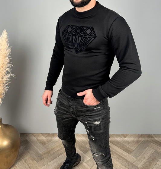 Juodas vyriškas trikotažinis džemperis su deimanto ženklu – Majestic Temper