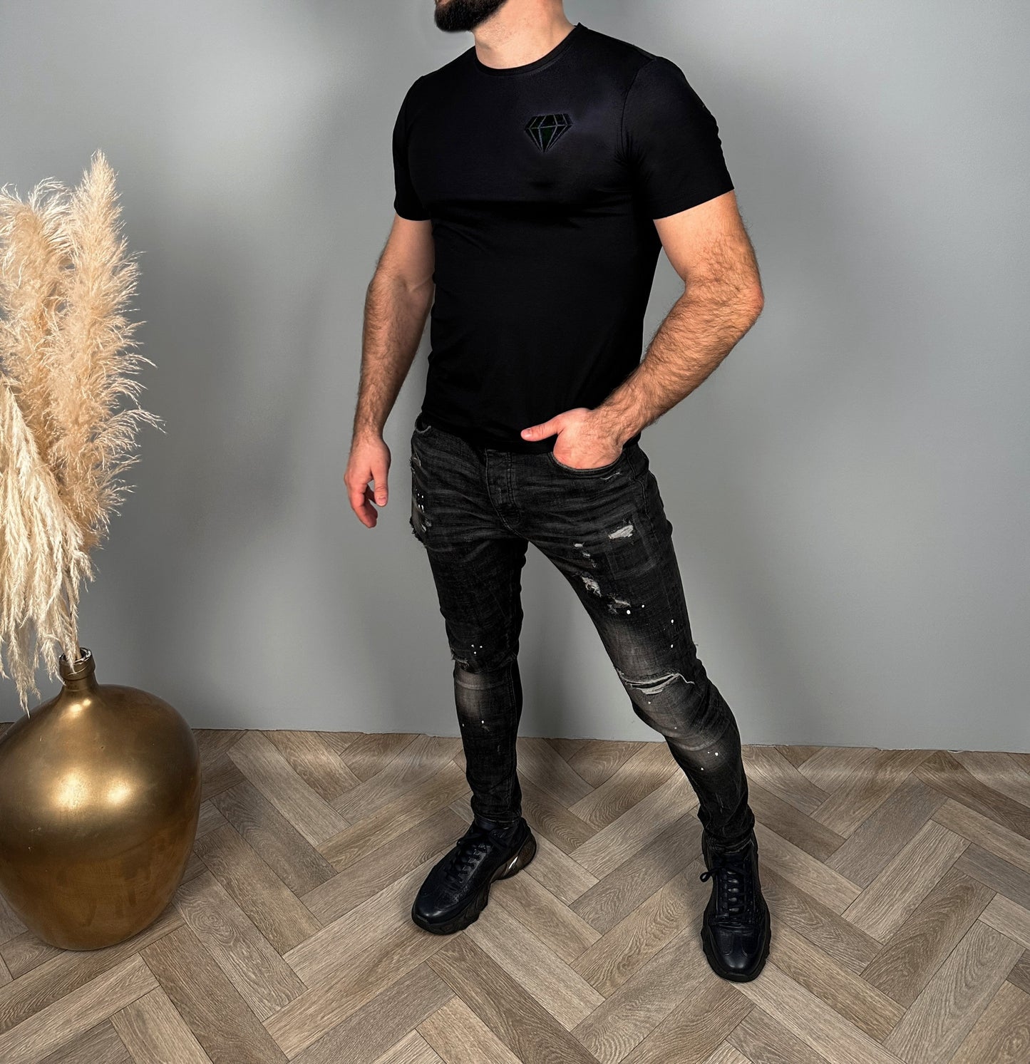 Vyriški juodos spalvos medvilniniai marškinėliai 'Danode'